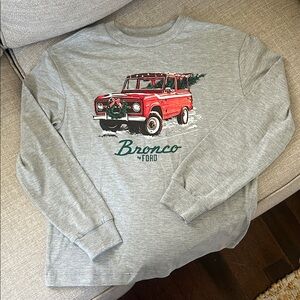 GAP Gray Long Sleeve Tee with Red Bronco Truck Graphic